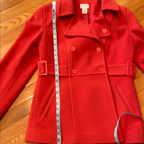 LOFT Orange Pea Coat with Tailored Fit and Prominent Collar - Picture 6 of 9